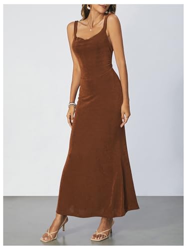 SOLY HUX Women's Open Back Cowl Neck Bodycon Maxi Dresses Sleeveless Tie Backless Cami Party Long Dress3