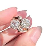 SILVERWORLDSHOP Toi et Moi 2 Ct Old Mine Cut Diamond Two Stone Antique Ring Promise Engagement Rings For Women 14K Yellow Gold Plated 925 Sterling Silver Handmade Proposal Ring