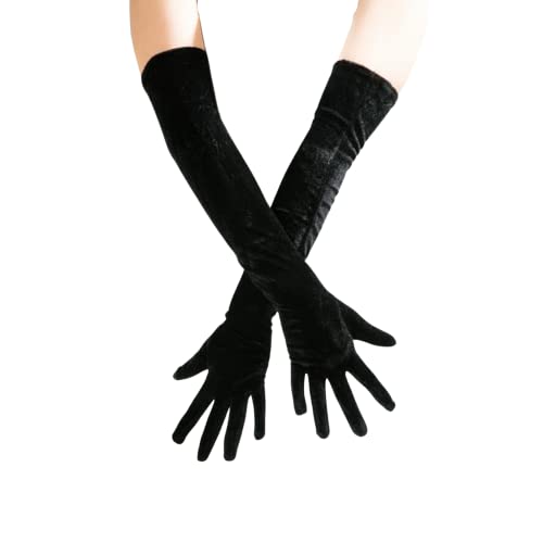 CHENGZI Gants longs en cuir verni pour femme - Tendance - Sexy - Cosplay - 53 cm, a-noir, taille unique