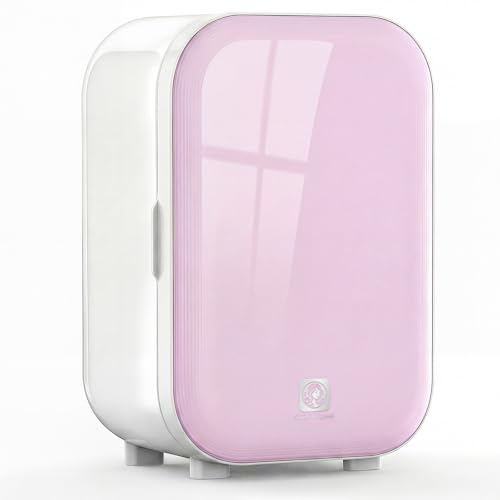 Image of 22L Skincare Mini Fridge, Beauty Fridge with Comestic Storage, 44F Intelligent Cooling, Personal Makeup Fridge with Glass Door, Small Refrigerator for Bedroom, Skin Care, Dorm, Vanity