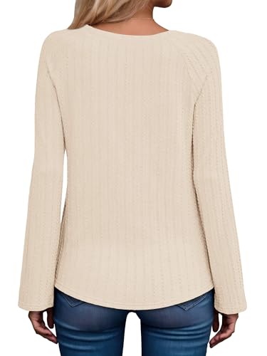 ONLYSHE Womens Shirts Long Sleeve Crewneck Tunic Tops Casual Lightweight Knit Solid Color Sweatshirts Trendy Blouse Basic Tee