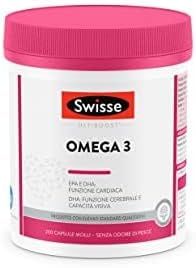 SWISSE - Integratore Omega 3 IFOS 5 Stelle, 200 Capsule Molli, Integratori con 1500mg Olio di Pesce e Vitamina E, 233mg EPA 135mg DHA per Dose, Supporta la Funzione Cerebrale e Cardiaca, Made in Italy