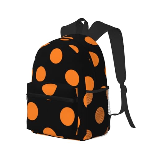 Halloween Orange Black Polka Dot Lightweight Packable Backpack Travel Casual Daypack Foldable Laptop Bag Backpack For Men Women2