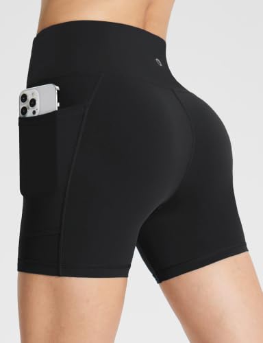 Image of baleaf Women's High Waist Biker Shorts with 3 Pockets