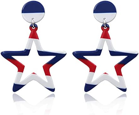 Red White Blue Patriotic Dangle Earrings July 4th Acrylic Star Stud Earring Jewelry Women Girls Fourth Independence Memorial Day Party Favor Decor Accessories Her Birthday Xmas Gift