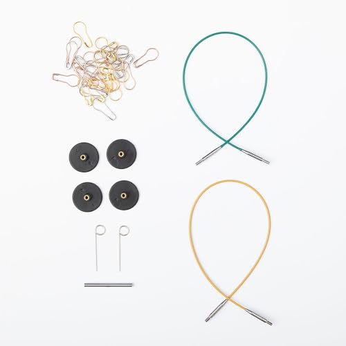 Image of Knit Picks x dellaQ Caspian Green Short Interchangeable Knitting Needles with Mustard Buddy Case (Mustard and Short Caspian Needles)