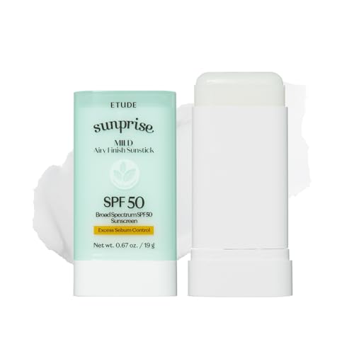 ETUDE Sunprise Mild Airy Finish Sunstick SPF50+ PA++++ Powdery sunscreen, Vegan, Non-Greasy, Sebum Control, Matte Finish, Sensitive Skin Friendly, 19g