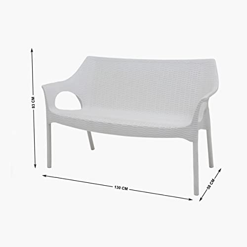 Image of Home Centre Abigail White Textured Polypropylene Outdoor Loveseat