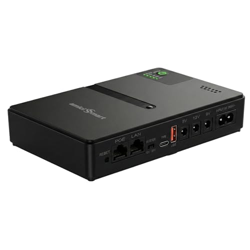 Image of amiciSmart 10400mAh UPS for WIFI Routers, Camera USB & POE devices - Intelligent Power Supply with Advanced Protection, Essential for Continuous Security and Device Operation (Max. Output Current 2A)