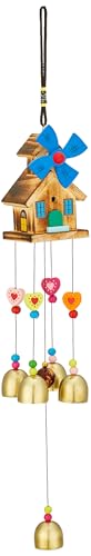 Image of Amazon Basics Decorative Wind Chimes for Balcony, Home & Garden | Pleasant Sound | Handcrafted | Metal Chime for Home Decor & Gifting | Color Gold | Material: Aluminum | Size: 46L x 6.5W x 6.5H cms