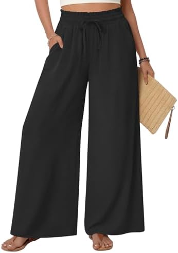 Netsmile Women's Wide Leg Palazzo Pants Dressy Flowy Casual High ...