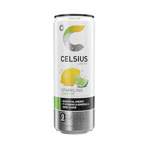 CELSIUS Sparkling Lemon Lime, Sugar Free Energy Drink, 12 Fl Oz (Pack of 12)