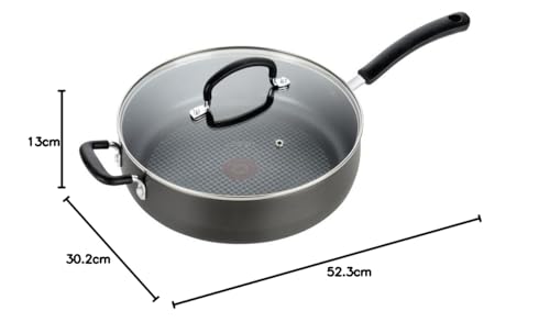 T-FAL Ultimate - Olla antiadherente anodizada dura con tapa y mango auxiliar, 5 cuartos de galón, apta para horno de 400 F, tapa segura para 350 F, utensilios de cocina, sartén profunda, sartén, ollas
