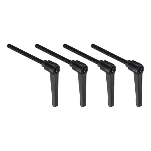 Image of uxcell 4pcs Lever Adjustable Handles M6 x 70mm Metric Male Thread with Nuts Washers, Level Clamping Handle Set Hand Stud Knobs Rotating Screw Handles Bolts with Locking Lever, Black