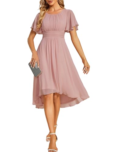 Ever-Pretty Women's Chiffon Crew Neck Empire Waist Short Sleeve Semi