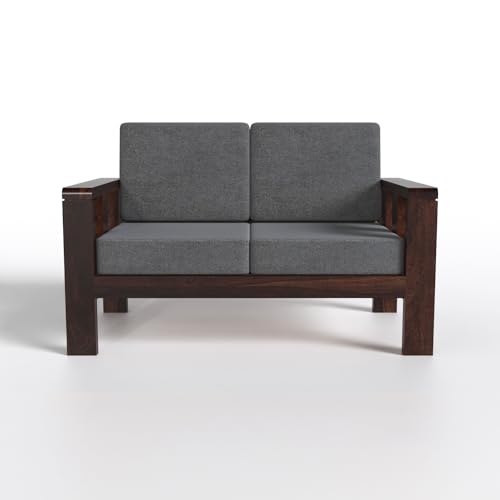 Image of Sheesham Wood 2 Seater Sofa Set | Living Room | Walnut Finish | Premium Solid Wood Design | Elegant Durable Finish | Drawing Room | Without Pillow