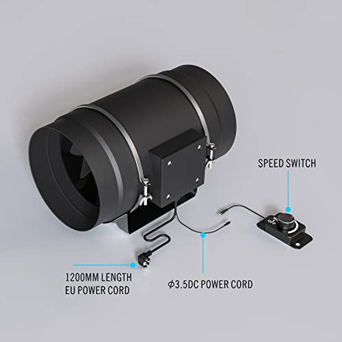Aygrochy verstelbare kanaalventilator 100 mm, afzuigventilator voor verwarming, koeling, booster, kweektenten… - Image 4
