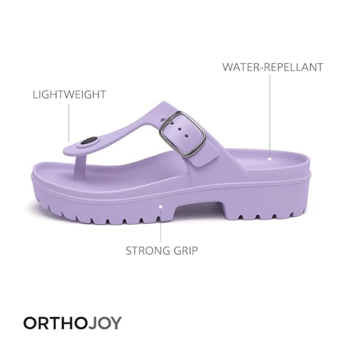 Image of ORTHO JOY Orthopedic Arch Support Sandals for Women - Comfort Slip-On Toe Post Slides with Adjustable Strap & Cushion Sole