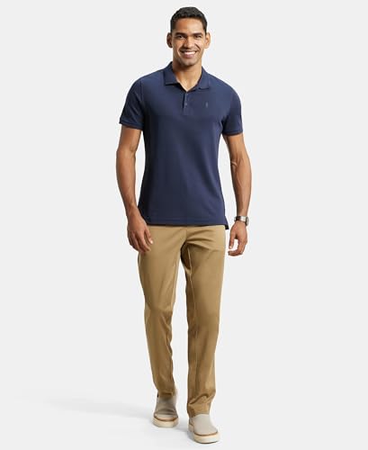 Image of Jockey IM26 Men's Super Combed Cotton Rich Elastane Stretch Woven Fabric Slim Fit All Day Pants with Side Pockets