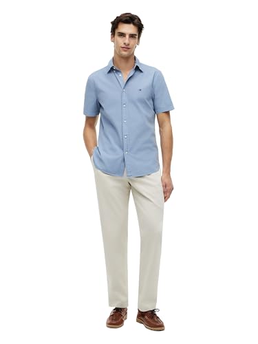 Image of Tommy Hilfiger Men's Short Sleeve Poplin Shirts in Regular Fit, Men's Button Down Shirts