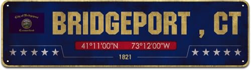 Bridgeport, CT Street Sign Vintage Rustic Retro Wall Decor Funny Metal Tin Sign 16×4 Inch