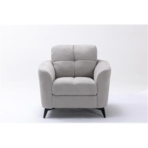 Sillón moderno gris con cojín capitoné y patas negras miniatura 3