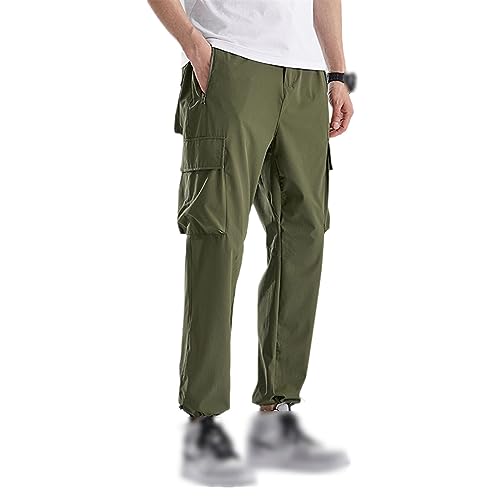 Men's Quick Dry Cargo Pants Plus Size Multi-Pockets Loose Sweatpants Work Joggers Casual Straight Long Trousers Male