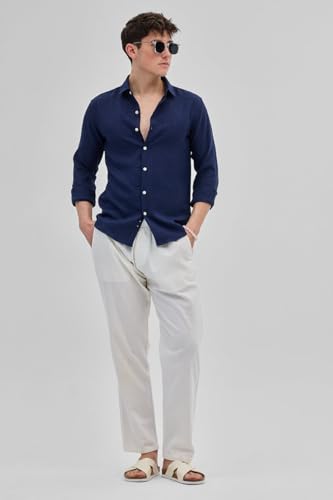 Image of SNITCH Navy Textured Collared Shirts