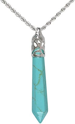 Justinstones Hexagonal Pointed Reiki Chakra Pendant Stainless Steel Chain Necklace 20 Inch Iron Gift Box