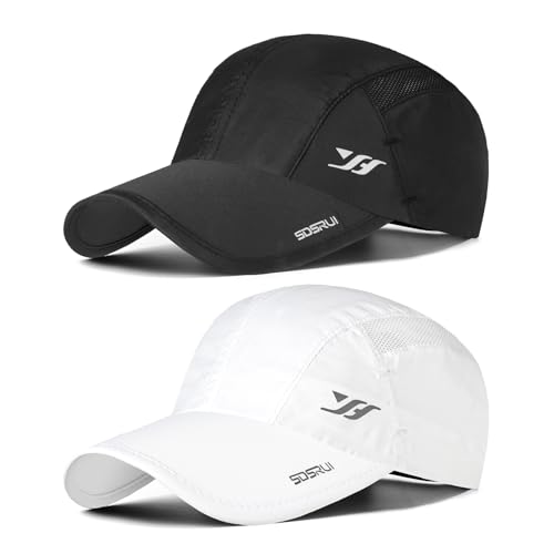 AYPOW 2-Pcs Gorra de Béisbol de Secado Rápido Transpirable, Hombres Mujeres Moda Ligera Plegable Sombreros de Sol para Deportes Al Aire Libre, Ajustable Gorro de Béisbol para Correr Senderismo, Unisex