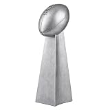 TROPHYPARTNER Silver Football Champion Tower Fantasy Football Trophy with 4 lines of custom text