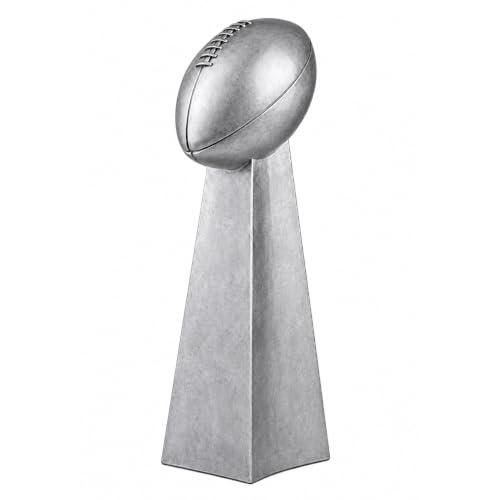 TROPHYPARTNER Silver Football Champion Tower Fantasy Football Trophy with 4 lines of custom text