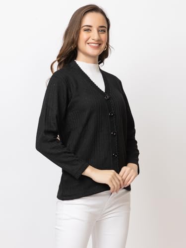 Image of Women's Warm Woolen Cardigan - Stylish Full Sleeve Knitwear for Winter, Cozy & Elegant Sweater