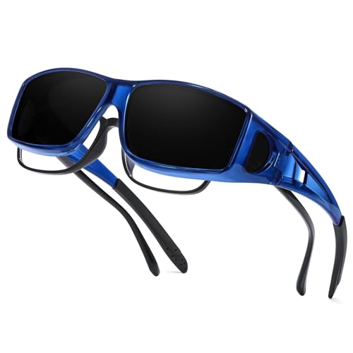 SIPHEW Super Dark Fit Over Sunglasses for Men Women, Polarized Wrap Around Sun Glasses, CAT.4 Lenses with UV400 Protection