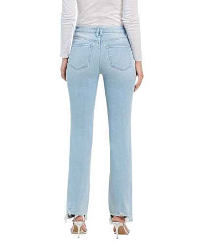 Flying Monkey High Rise Uneven Raw Hem Bootcut Jeans F55473