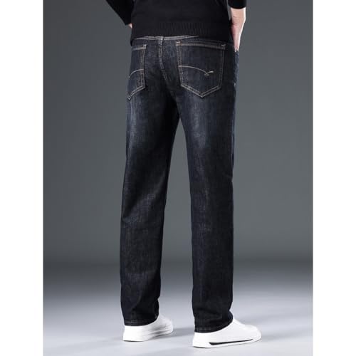 Spring and Autumn Jeans Loose Straight Leg Pants Versatile Elastic Pants(41) Blue2