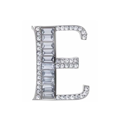 Image of Letter Brooch Pins Initial Rhinestone Brooch for Women Crafts, Silver Plated Metal A-Z 26 Letters Rhinestone Crystal Lapel Pin Brooches