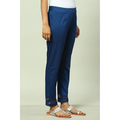 Image of Rangriti Women Polyester Blend Solid Pants (RMMINDIGO18136 Blue XL)
