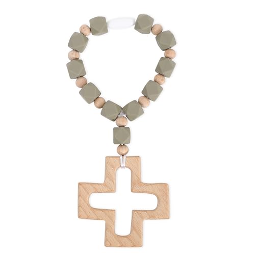 Silicone Ten-Year Rosary, My First Rosary with A Cross, Christian Communion Party Decorations, Rosary, Silicone Ten-Year Rosary, First Rosary (Green Cross Bracelet)
