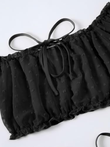 Image of Lilosy Sexy Stretch Ruffle Tie Sheer Mesh Lingerie Set Outfits