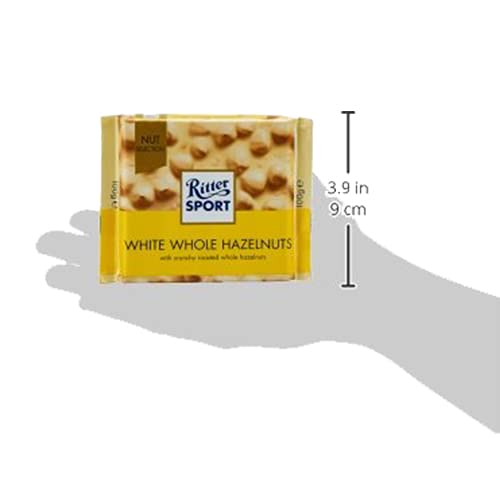 Image of Ritter Sport Whole Hazelnuts White Chocolate 100g (Pack of 3) Ritter Sport Chocolates in Nut Selection, product of Germany, chocolate with nuts | Nutritious and Nutty Crunch