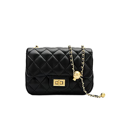 Jopchunm Bolsa de mão de designer de couro pequena bolsa acolchoada bolsa transversal para mulheres, Preto, Small