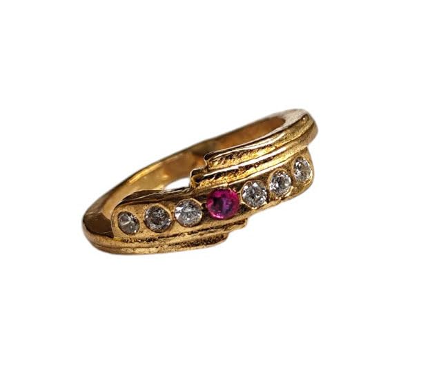 Covering Ring | Five Metal Impon Ring for Women | Pink & White Stone Unique Design & Classic Accessory-image-2
