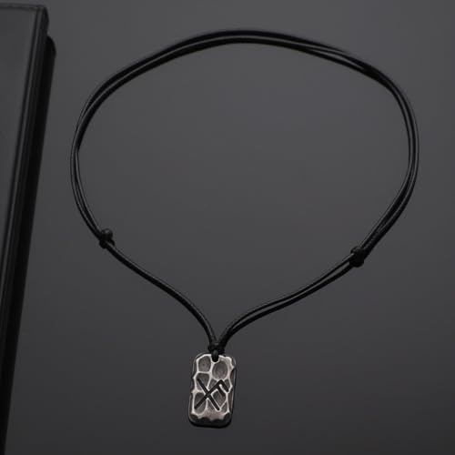 Image of Ankiyabe Stainless Steel Norse Viking Rune Pendant with Adjustable Braided Rope Good Luck /Love /Strenght /Health Viking Symbol Necklace for Men Women