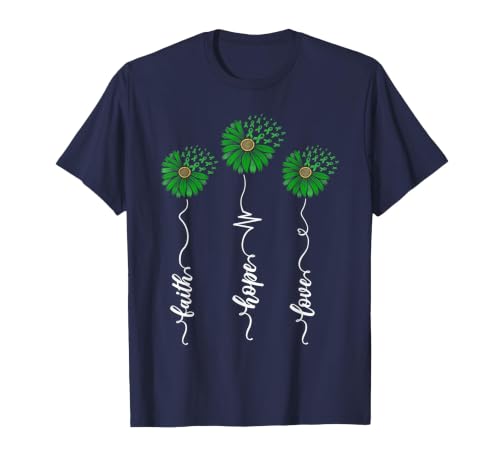 Mental Health Awareness Faith Hope Love Flower Women Kid Men T-Shirt, Men, Navy Blue, Large