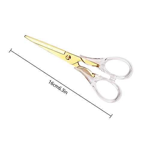 Acrylic Scissors,Stylish Scissors, Stainless Steel Scissors With Clear Acrylic Handle, Stationery Tool For Office, Home, School (Gold) #TOP1