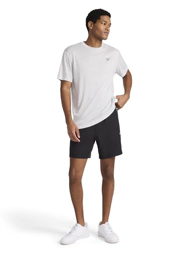 Reebok Men’s Warm Up Training 7” Short, Standard Fit, Lightweight Stretch Poly Woven Fabric, Black/Ebony, Large - image 4