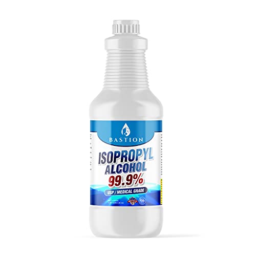 Isopropyl Alcohol 99.9% Purity (IPA) - Made in The USA - Pure Rubbing Alcohol - Quarter Gallon (Quart) No Methanol - No Foul Odor - Approved for Hand and Skin Application (32 Fluid Ounces) by Bastion.