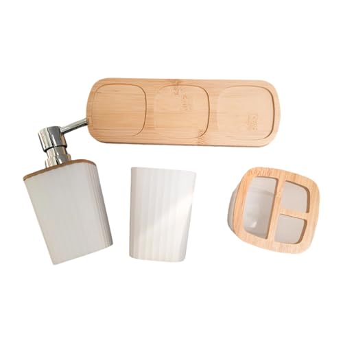Juego de accesorios de baño de 4 piezas con dispensador hidráulico y soporte para cepillos 2