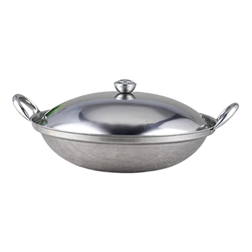 Ipetboom 1 Juego Olla Inoxidable con Mango Doble y Tapa para Hot Pot de para Uso Bar y de Limpiar y Conducción Térmica